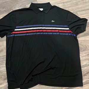 Lacoste sport  black, red, white & blue striped polo | Men’s size 4XL